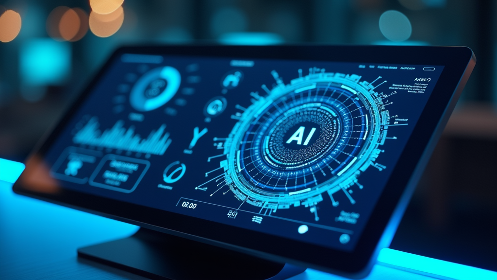 Futuristic AI interface with secure data flow